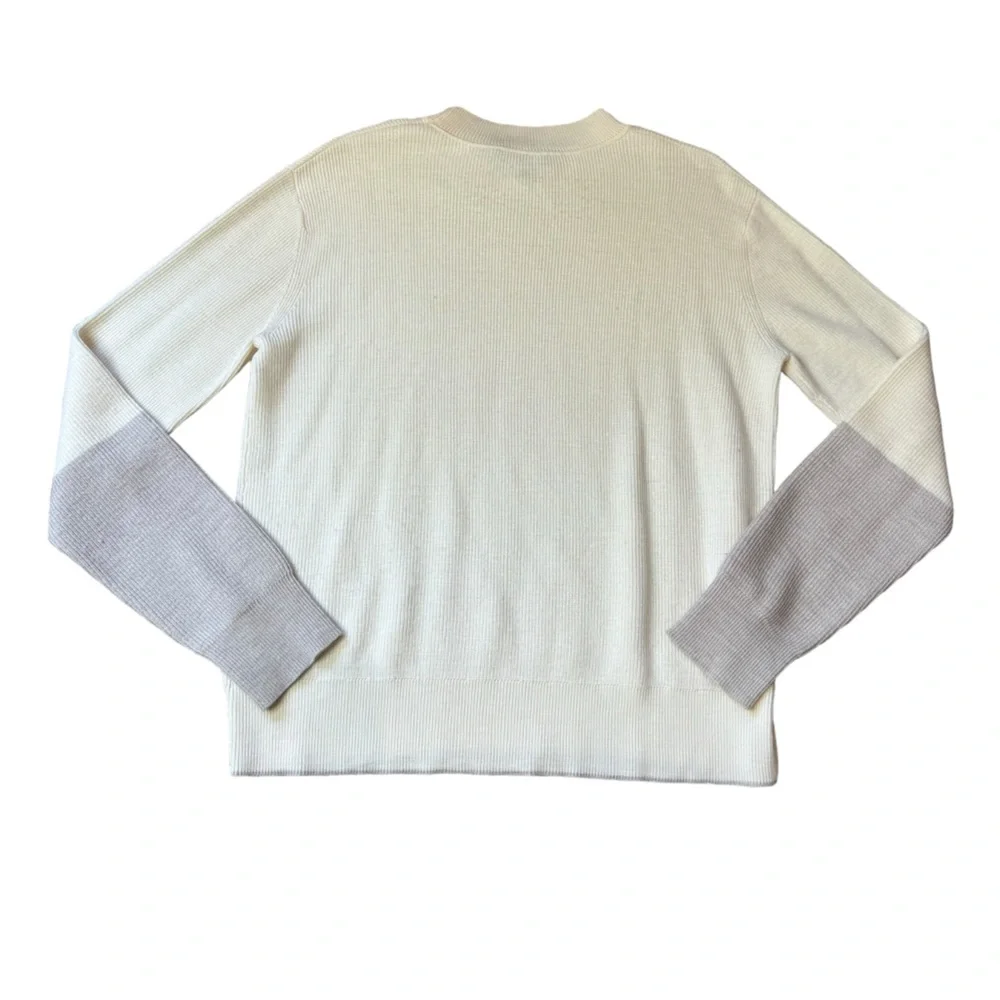 Theory Merino Wool Colorblock Taupe Combo Soft Luster Sweater size M
